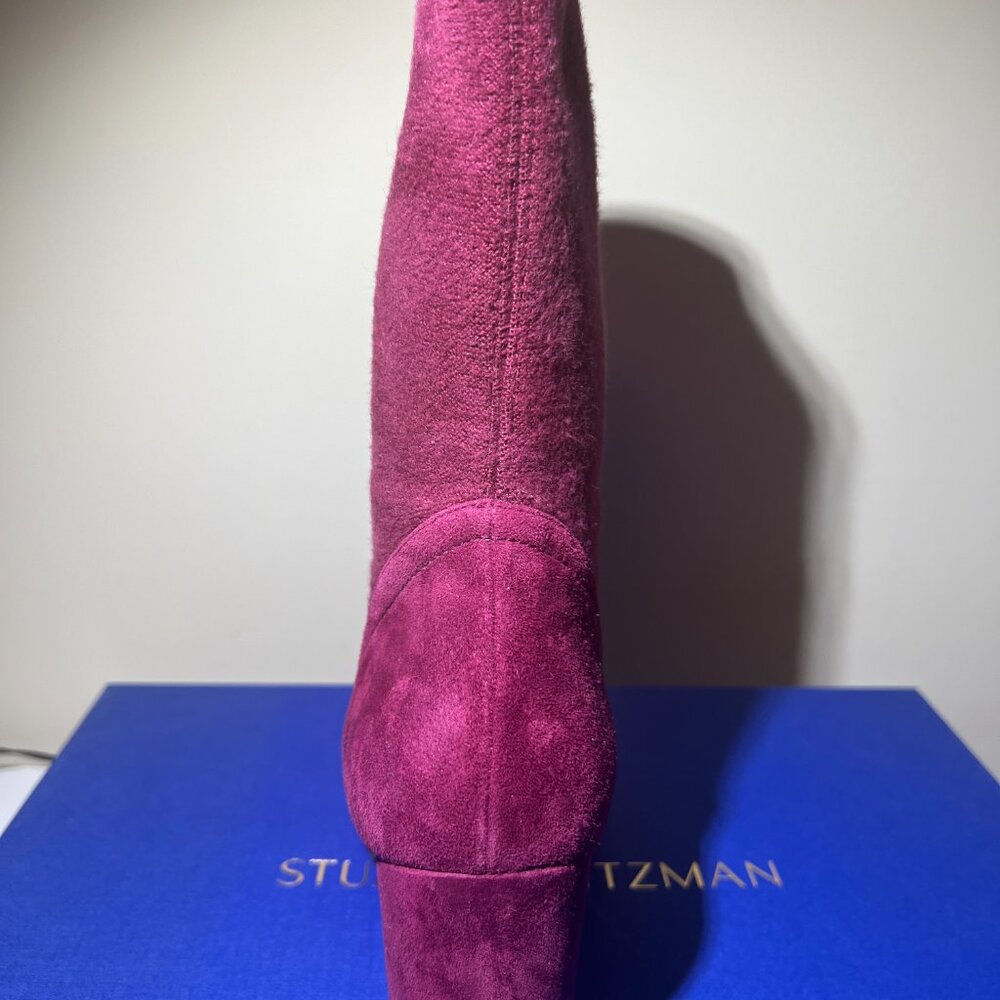 Stuart Weitzman - "The Fifer 80" - Suede Boots - Raspberry Colour - Picture 12 of 15
